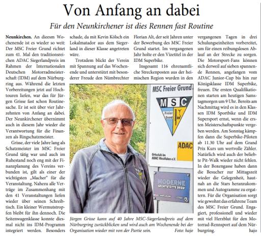 41. ADAC-Siegerlandpreis der IDM am Nürburgring - Von Anfang an dabei