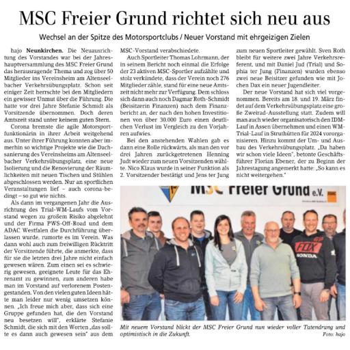 MSC Freier Grund richtet sich neu aus